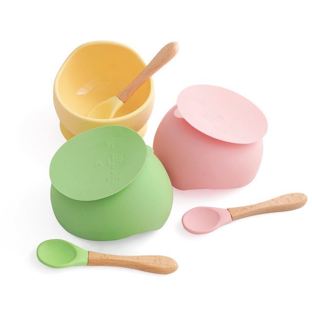 Zestaw 25 kolorowych naczyń stołowych dla niemowląt: miska i talerze z solidnymi łyżkami wysokiej jakości - Wianko - 3