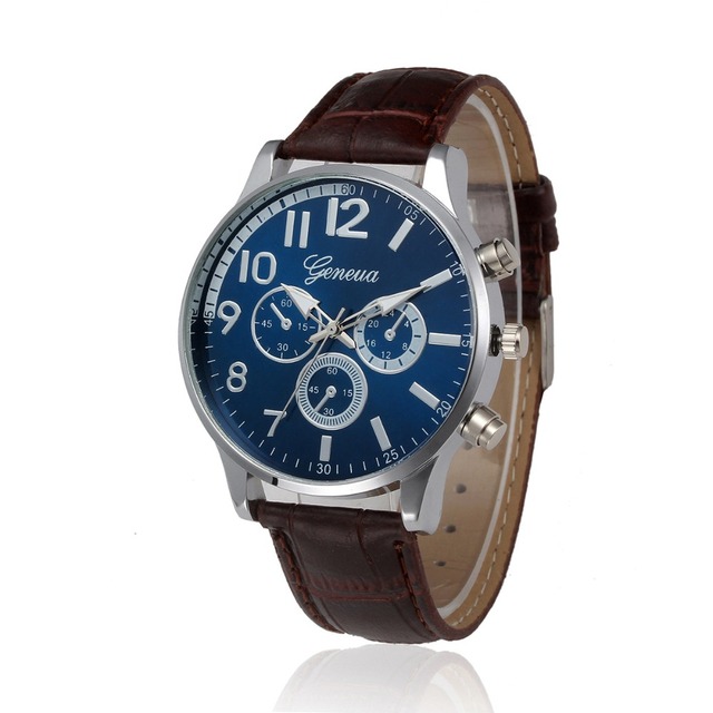 Męski zegarek biznesowy stylowy z dużą tarczą, skórzany pasek - zegarki dojrzałego, kwarcowego stylu - Wianko - 5