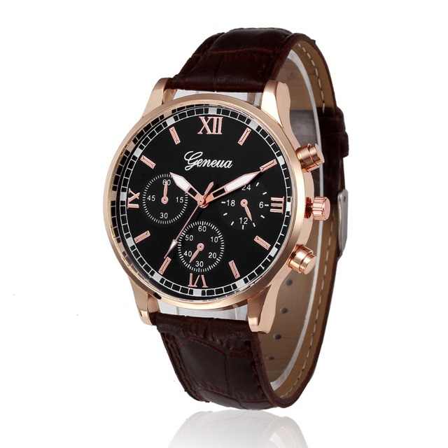 Męski zegarek biznesowy stylowy z dużą tarczą, skórzany pasek - zegarki dojrzałego, kwarcowego stylu - Wianko - 3