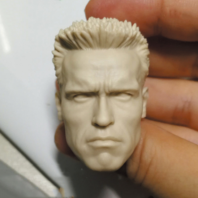 Głowa Arnolda Schwarzeneggera w skali 1:6 - rzeźba, biała, do modelowania na figurkach 12, idealna do kolekcji - Wianko - 1