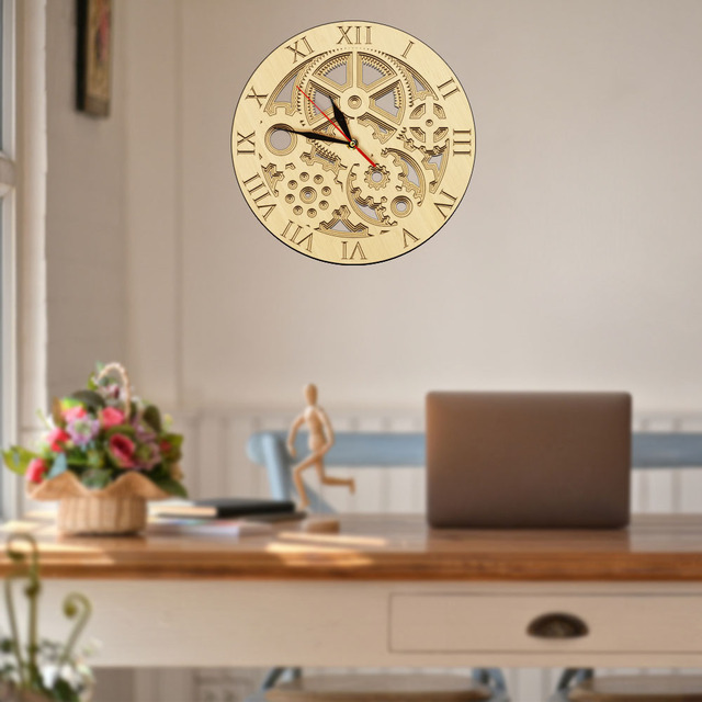 Przekładnia wielowarstwowa Cogs drewniana ściana zegar Mandala Steampunk w stylu industrialnym nowoczesne dekoracje do domu cichy zegarek kwarcowy z kółkiem zębatymNowoczesny zegar ścienny z drewnianą ścianą Mandala Steampunk w stylu industrialnym z cichym mechanizmem kwarcowym i przekładnią wielowarstwową - Wianko - 15