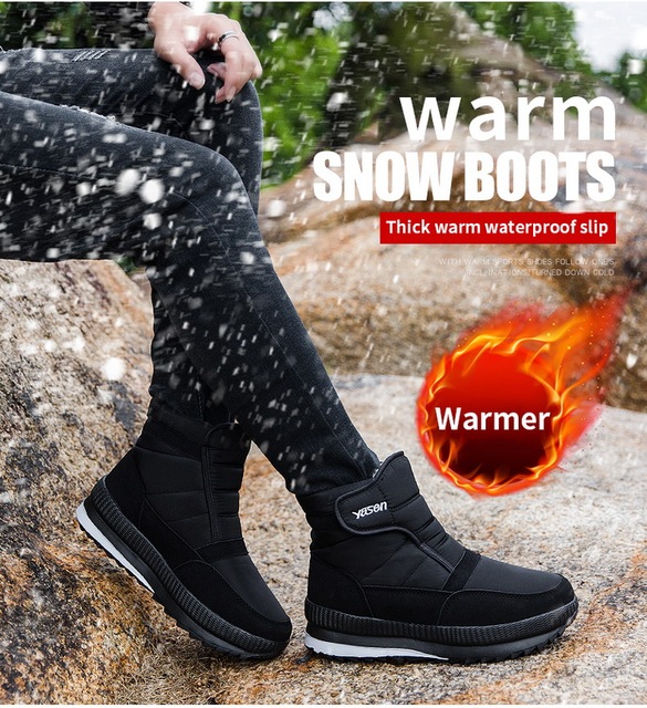 Męskie śniegowce z futrem 2021 - ciepłe buty na śnieg do pracy - obuwie zimowe wysokie góry gumowe botki - Wianko - 5