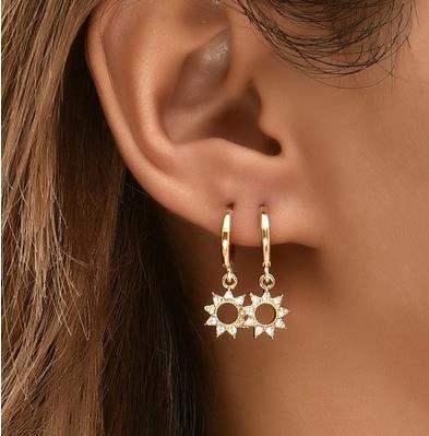 Kolczyki wiszące z kryształem w złotym kolorze, inspirowane bohemia - słonecznik; biżuteria dla kobiet Ear Cuff dziewczyny, prezenty hurtownie - Wianko - 1