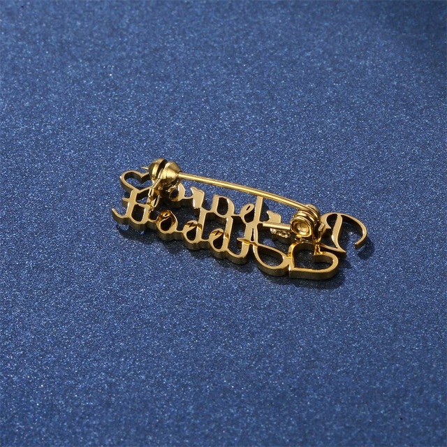 Niestandardowa broszka z podwójnym imieniem ze stali nierdzewnej - klapy, tabliczka znamionowa - biżuteria z charakterem - Wianko - 6