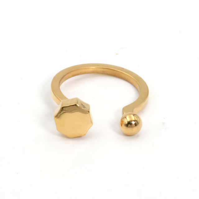Minimalistyczny stalowy pierścień ze stali nierdzewnej Hiphop złoto 18k dla kobiet - geometria, moda 2022 - Wianko - 26