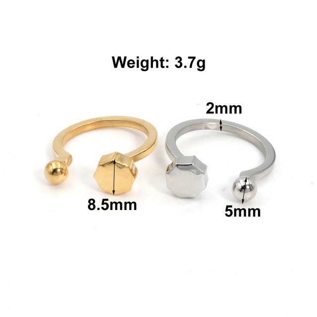 Minimalistyczny stalowy pierścień ze stali nierdzewnej Hiphop złoto 18k dla kobiet - geometria, moda 2022 - Wianko - 25