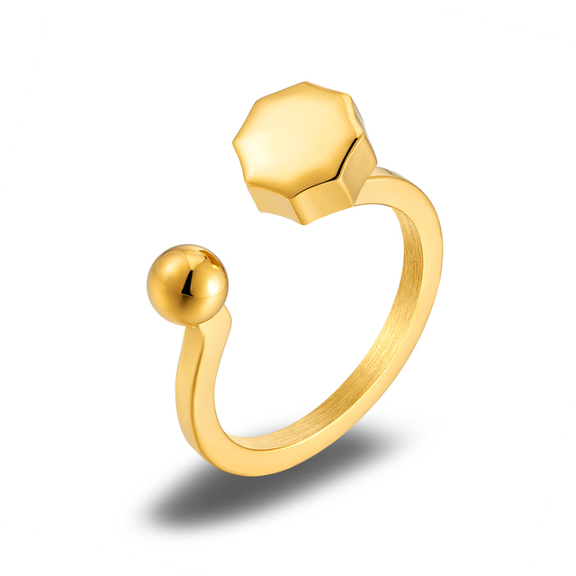 Minimalistyczny stalowy pierścień ze stali nierdzewnej Hiphop złoto 18k dla kobiet - geometria, moda 2022 - Wianko - 21