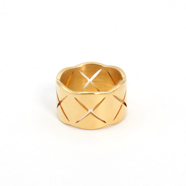 Minimalistyczny stalowy pierścień ze stali nierdzewnej Hiphop złoto 18k dla kobiet - geometria, moda 2022 - Wianko - 40