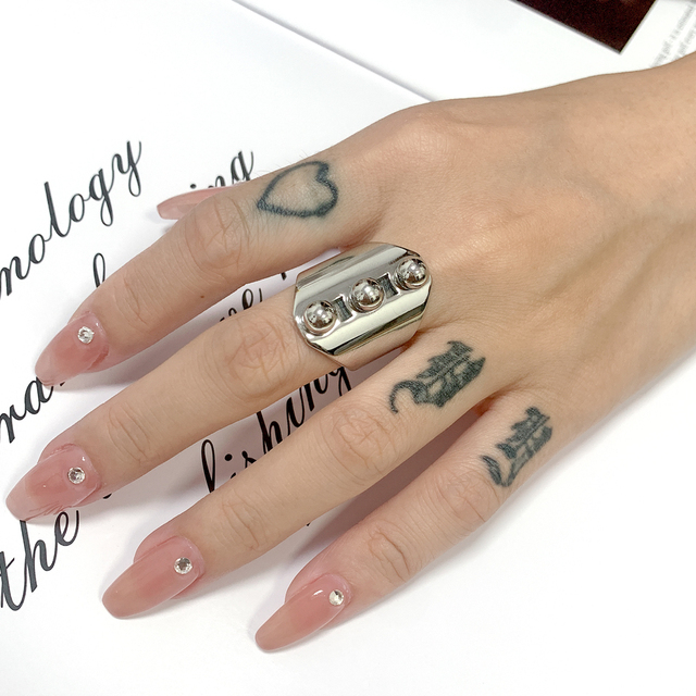 Minimalistyczny stalowy pierścień ze stali nierdzewnej Hiphop złoto 18k dla kobiet - geometria, moda 2022 - Wianko - 45