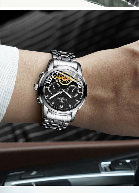 Luksusowe męskie zegarki zegarki ze stali nierdzewnej, marka Top, kwarcowy, automatyczny, analogowy - Wianko - 14