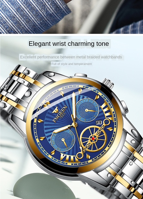 Luksusowe męskie zegarki zegarki ze stali nierdzewnej, marka Top, kwarcowy, automatyczny, analogowy - Wianko - 9
