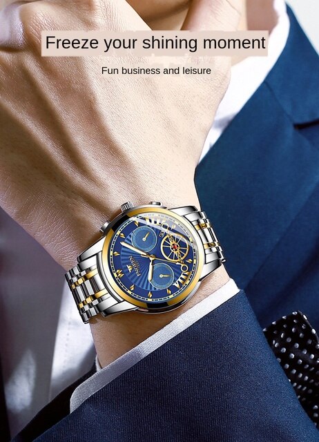 Luksusowe męskie zegarki zegarki ze stali nierdzewnej, marka Top, kwarcowy, automatyczny, analogowy - Wianko - 2