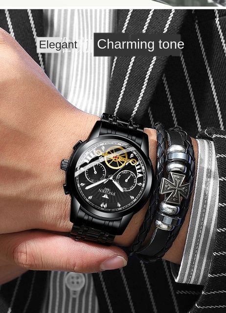 Luksusowe męskie zegarki zegarki ze stali nierdzewnej, marka Top, kwarcowy, automatyczny, analogowy - Wianko - 16