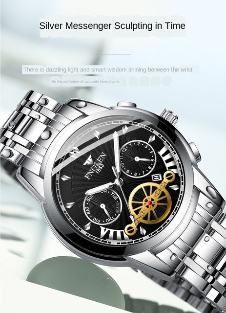 Luksusowe męskie zegarki zegarki ze stali nierdzewnej, marka Top, kwarcowy, automatyczny, analogowy - Wianko - 13