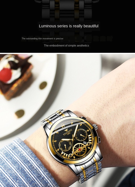 Luksusowe męskie zegarki zegarki ze stali nierdzewnej, marka Top, kwarcowy, automatyczny, analogowy - Wianko - 8