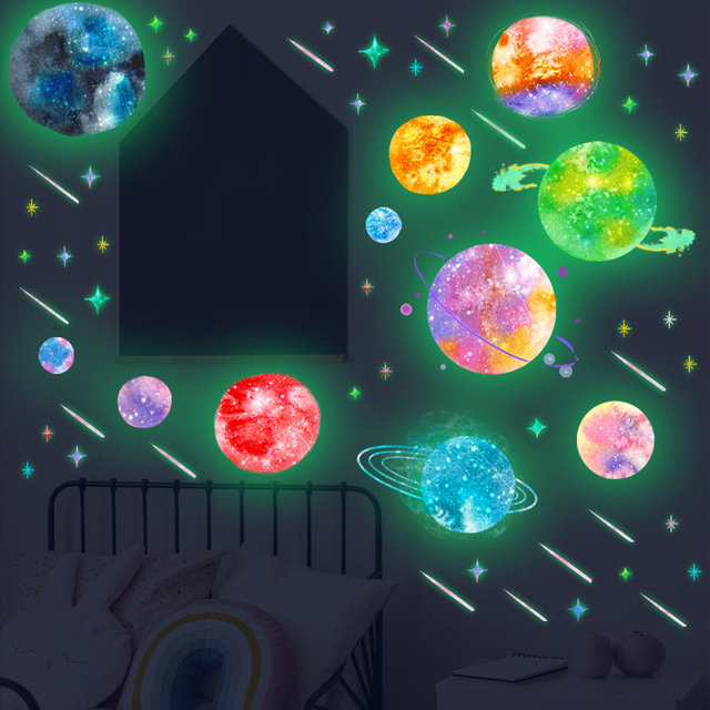 Naklejki ścienne Tofok Luminous Color - Planety wszechświata do kreatywnej dekoracji pokoju dziecięcego i salonu - Wianko - 4