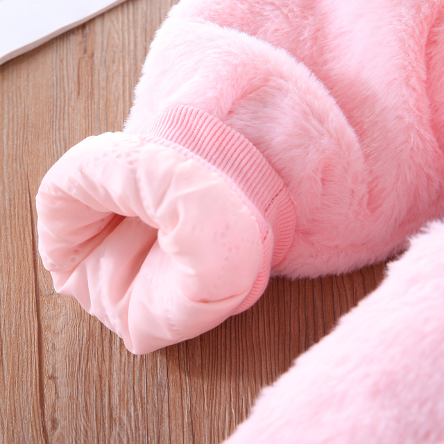 Dziewczęca różowa kurtka zimowa - długie rękawy, futro z polaru - kurtka dziecięca - Wianko - 8