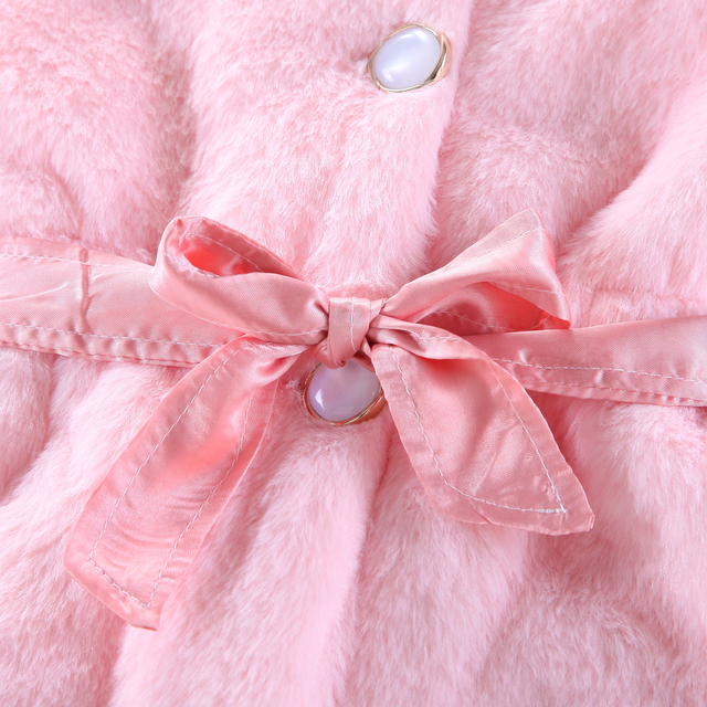 Dziewczęca różowa kurtka zimowa - długie rękawy, futro z polaru - kurtka dziecięca - Wianko - 6