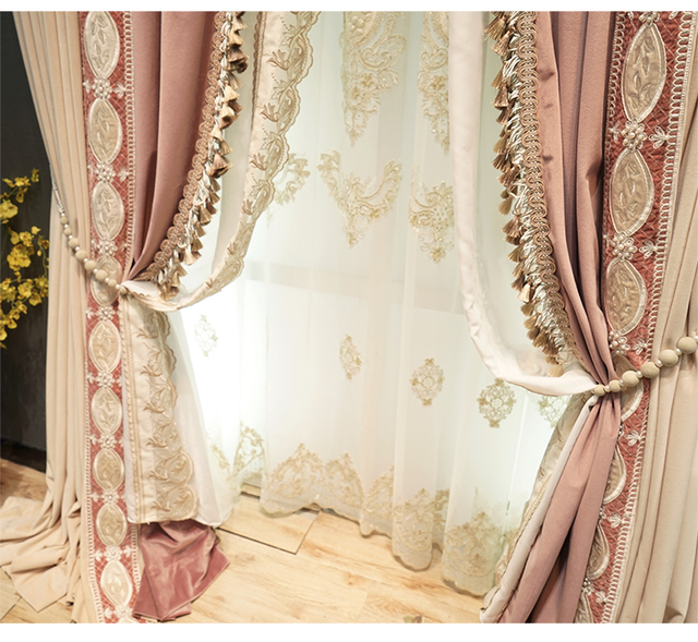 Zasłony koronkowe flanelowe z haftem zaciemniające salon i sypialnię - francuska jakość, wysokiej jakości, wykończone produkty - Wianko - 17