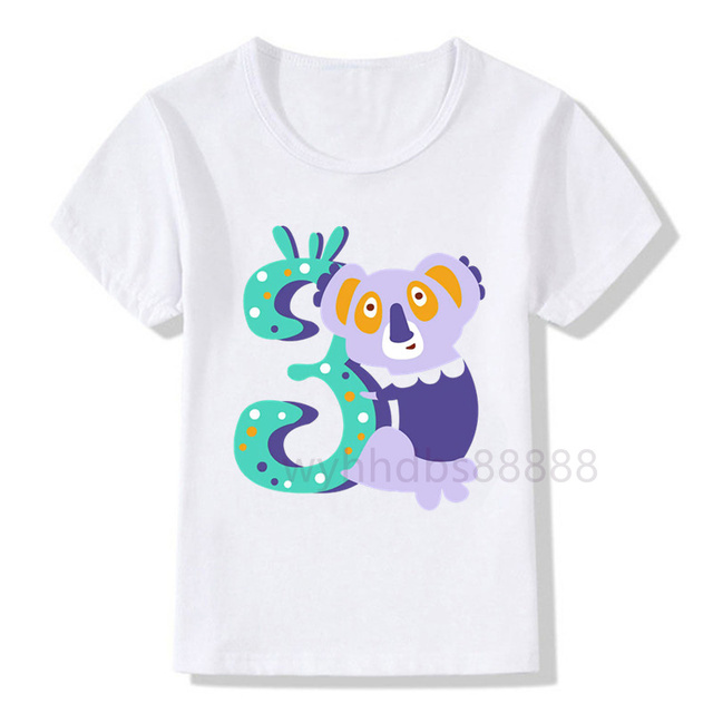 Koszulka z nadrukiem zwierząt dla chłopców i dziewczynek z numerem urodzinowym - idealny prezent na urodziny dla dzieci - Wianko - 4