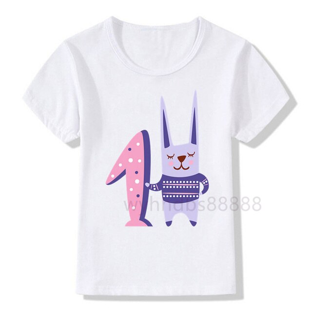 Koszulka z nadrukiem zwierząt dla chłopców i dziewczynek z numerem urodzinowym - idealny prezent na urodziny dla dzieci - Wianko - 2