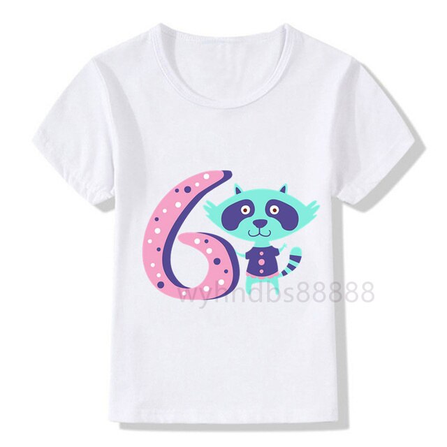 Koszulka z nadrukiem zwierząt dla chłopców i dziewczynek z numerem urodzinowym - idealny prezent na urodziny dla dzieci - Wianko - 7