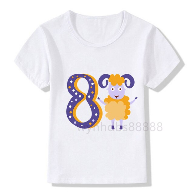 Koszulka z nadrukiem zwierząt dla chłopców i dziewczynek z numerem urodzinowym - idealny prezent na urodziny dla dzieci - Wianko - 9