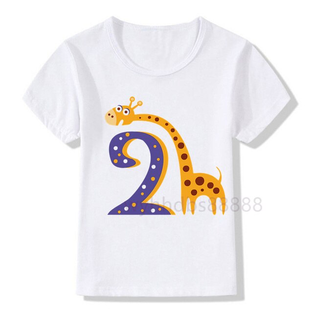 Koszulka z nadrukiem zwierząt dla chłopców i dziewczynek z numerem urodzinowym - idealny prezent na urodziny dla dzieci - Wianko - 3