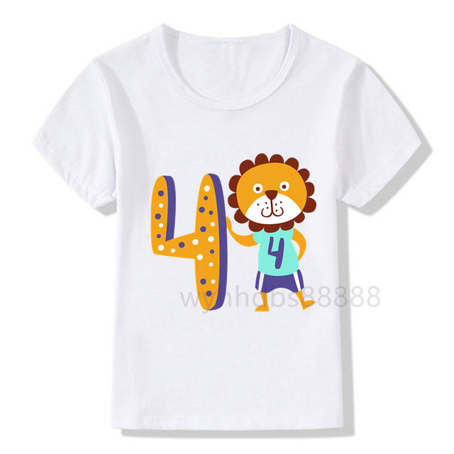 Koszulka z nadrukiem zwierząt dla chłopców i dziewczynek z numerem urodzinowym - idealny prezent na urodziny dla dzieci - Wianko - 5