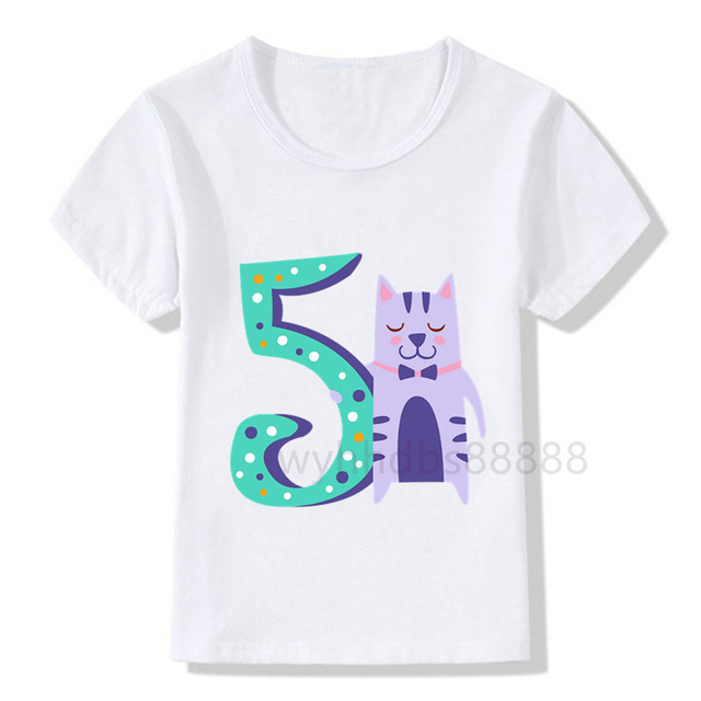 Koszulka z nadrukiem zwierząt dla chłopców i dziewczynek z numerem urodzinowym - idealny prezent na urodziny dla dzieci - Wianko - 6