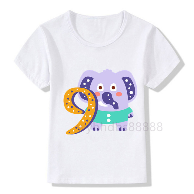 Koszulka z nadrukiem zwierząt dla chłopców i dziewczynek z numerem urodzinowym - idealny prezent na urodziny dla dzieci - Wianko - 10