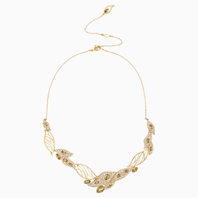 Zestaw biżuterii SWA - złoty liść z kryształami, dzika kobieta, romantyczny prezent - Wianko - 4