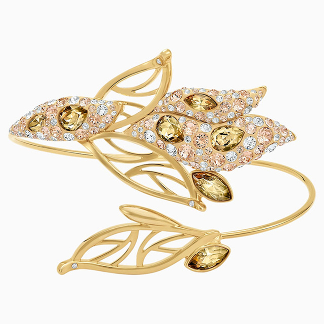 Zestaw biżuterii SWA - złoty liść z kryształami, dzika kobieta, romantyczny prezent - Wianko - 10
