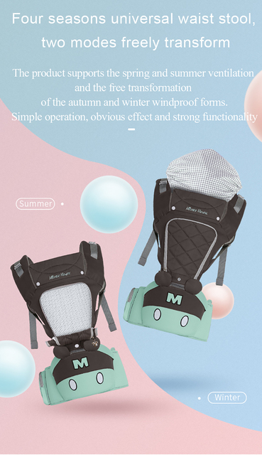 Nosidełko ergonomiczne dla niemowląt Disney 0-36 miesięcy Hipseat 20kg, wygodna chusta do noszenia dziecka - Wianko - 2