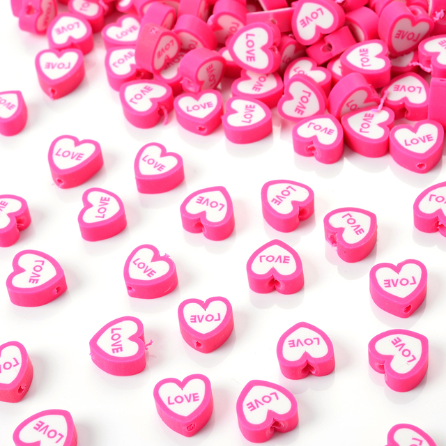 30/50/100 sztuk serca różowe koraliki polimerowe do biżuterii Mkaing DIY bransoletki naszyjniki, akcesoria - Wianko - 4