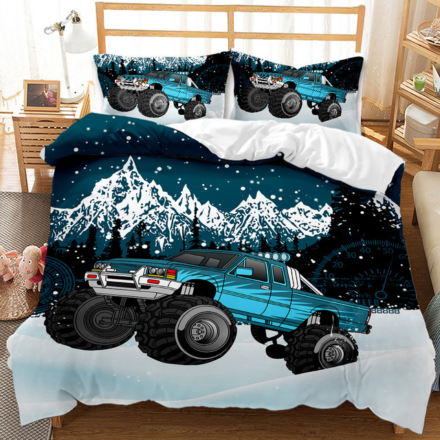 Zestaw pościeli 3D Cartoon King z nadrukiem samochodu sportowego, kołdra, pokrywa pościeli - 2/3 sztuki, wysokiej jakości tekstylia domowe narzuta na łóżko - Wianko - 9
