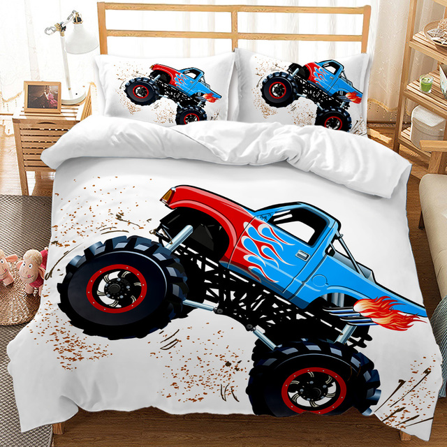 Zestaw pościeli 3D Cartoon King z nadrukiem samochodu sportowego, kołdra, pokrywa pościeli - 2/3 sztuki, wysokiej jakości tekstylia domowe narzuta na łóżko - Wianko - 7