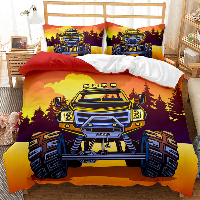 Zestaw pościeli 3D Cartoon King z nadrukiem samochodu sportowego, kołdra, pokrywa pościeli - 2/3 sztuki, wysokiej jakości tekstylia domowe narzuta na łóżko - Wianko - 12