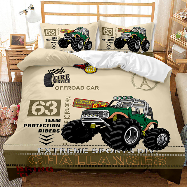 Zestaw pościeli 3D Cartoon King z nadrukiem samochodu sportowego, kołdra, pokrywa pościeli - 2/3 sztuki, wysokiej jakości tekstylia domowe narzuta na łóżko - Wianko - 11