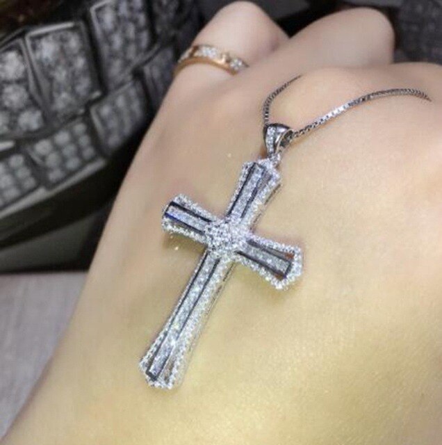 Krzyż naszyjnik ze świecącym kryształem - biżuteria w stylu klasycznym dla kobiet i mężczyzn - Wianko - 15