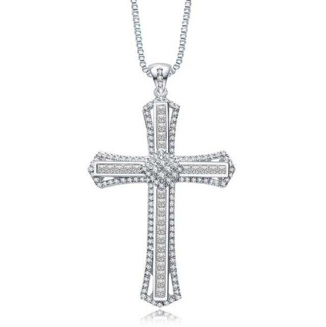 Krzyż naszyjnik ze świecącym kryształem - biżuteria w stylu klasycznym dla kobiet i mężczyzn - Wianko - 12