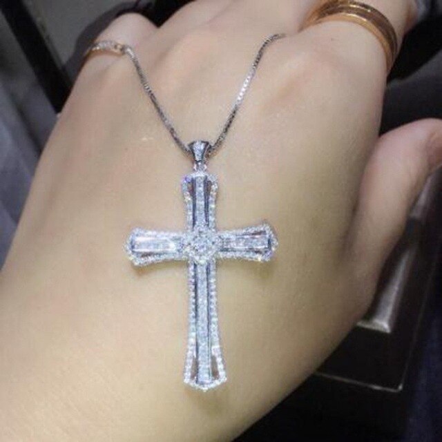 Krzyż naszyjnik ze świecącym kryształem - biżuteria w stylu klasycznym dla kobiet i mężczyzn - Wianko - 13