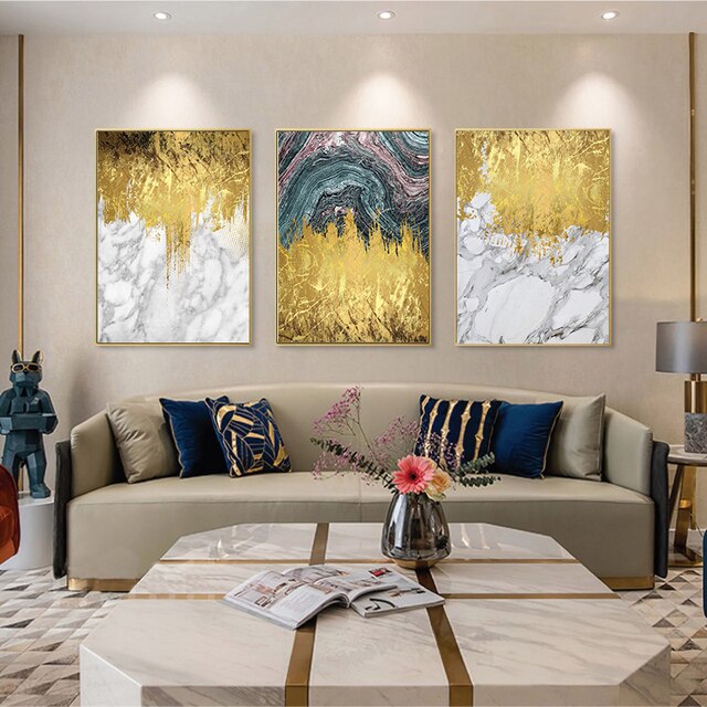 Luksusowe malarstwo abstrakcyjne na płótnie - tło do salonu, dekoracja światła - Wianko - 2