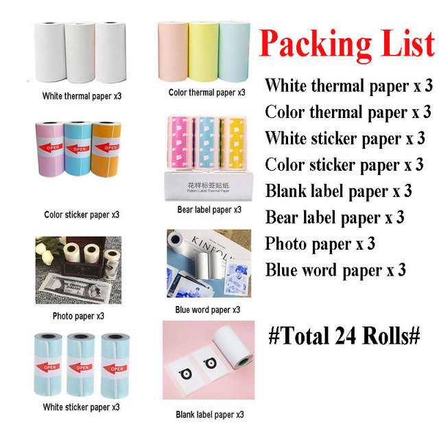 Naklejki termiczne do papierowych etykiet w kolorach niebieskim, różowym i żółtym - Peripage Paperang - Wianko - 11