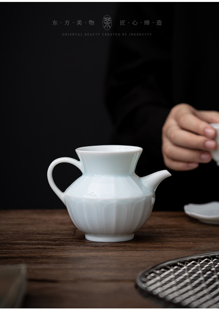 Duża ceramiczna filiżanka do herbaty chińskiej PINNY 260 ml celadon Kung Fu Chahai z cienką oprawką i retro wzorem - tradycyjne naczynie do picia - Wianko - 6