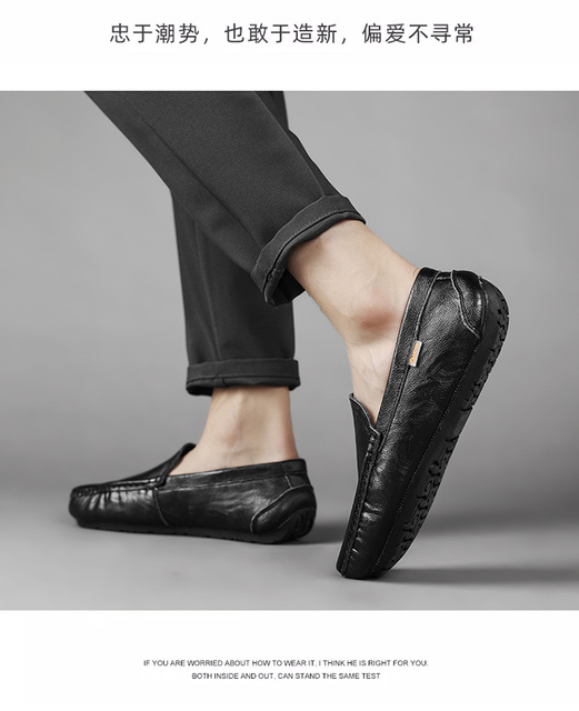 Mokasyny męskie luksusowego projektanta - Zapatos De Hombre Slip-On skórzane, dorosłe, miękkie, płaskie buty wsuwane - Wianko - 12