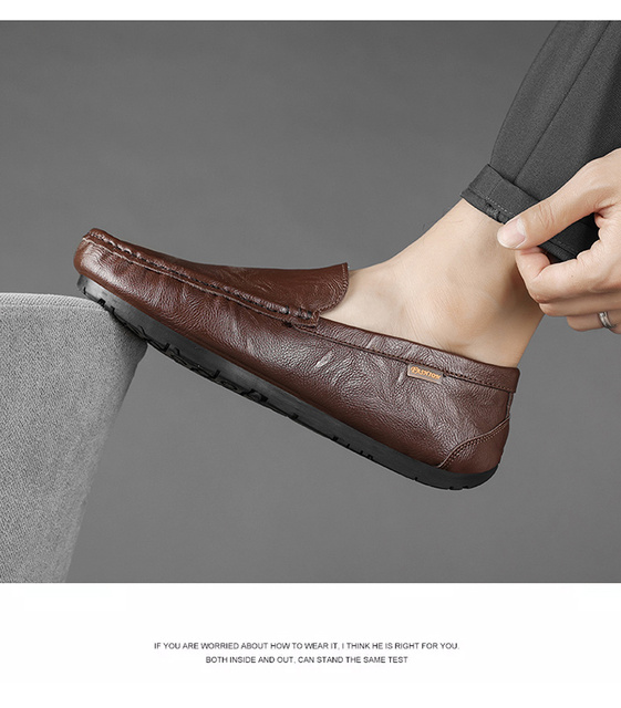 Mokasyny męskie luksusowego projektanta - Zapatos De Hombre Slip-On skórzane, dorosłe, miękkie, płaskie buty wsuwane - Wianko - 13