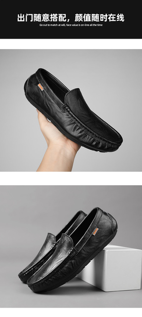 Mokasyny męskie luksusowego projektanta - Zapatos De Hombre Slip-On skórzane, dorosłe, miękkie, płaskie buty wsuwane - Wianko - 16