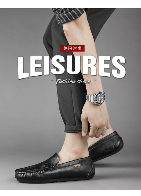 Mokasyny męskie luksusowego projektanta - Zapatos De Hombre Slip-On skórzane, dorosłe, miękkie, płaskie buty wsuwane - Wianko - 5