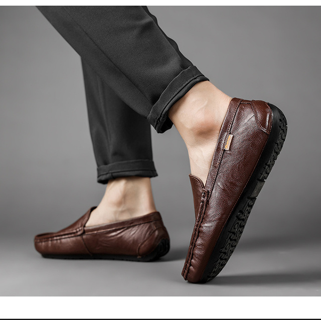 Mokasyny męskie luksusowego projektanta - Zapatos De Hombre Slip-On skórzane, dorosłe, miękkie, płaskie buty wsuwane - Wianko - 15